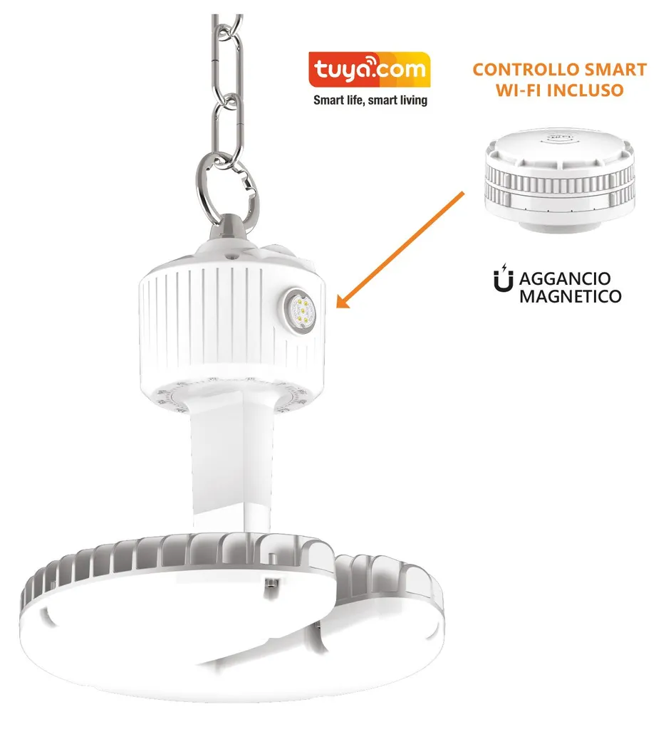 Projecteur LED UFO 80W Idéal Atelier et Garage Connecté Wi-Fi IP65 CCT