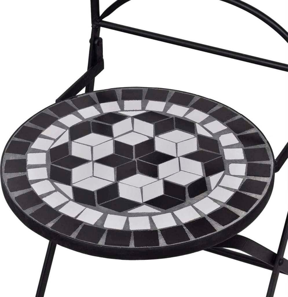 vidaXL 3dílný bistro set keramický černobílý Obrázek produktu 4