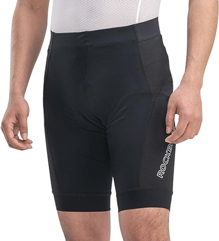 ROCKBROS Radlerhose Herren Kurz Gepolstert Mit Tasche Atmungsaktiv Stoßdämpfung Für MTB Schwarz Größe M