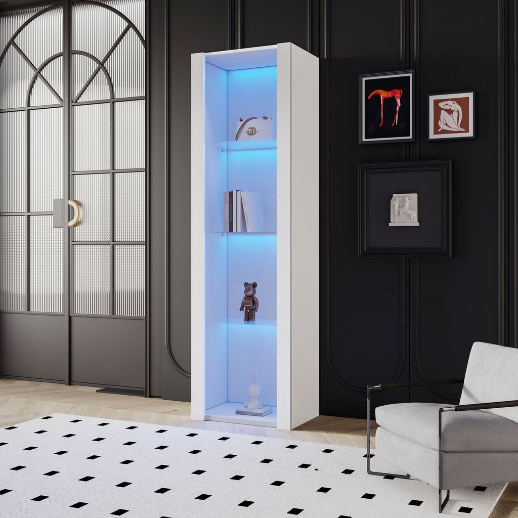okwish Vitrinen Sideboard mit 3 Glasfächer für Badezimmer, Produktbild