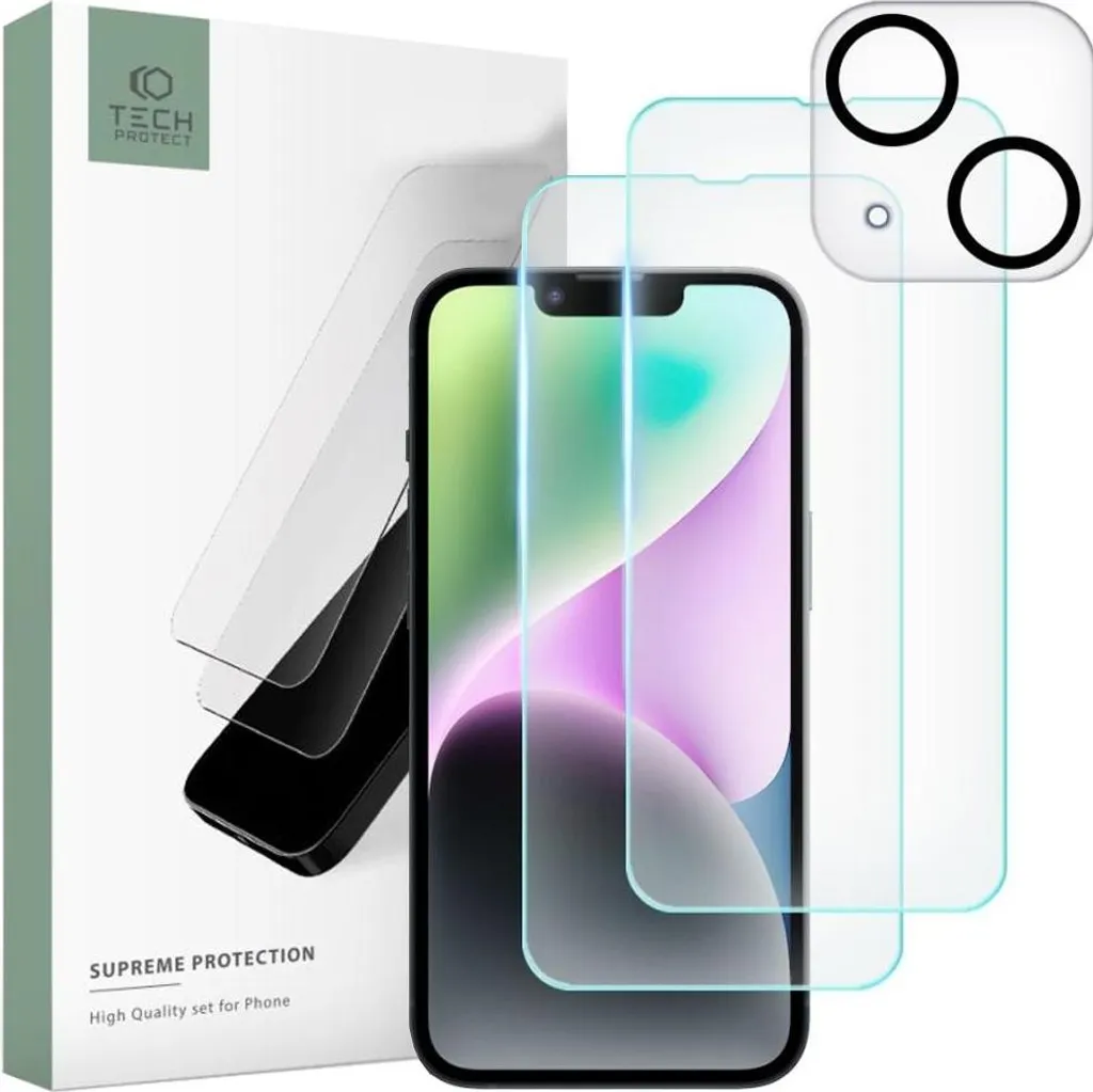 Set supremo Tech-Protect 3-Pack per Iphone 14 Clear