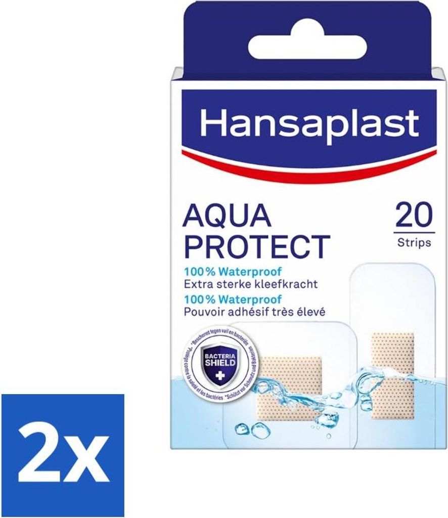 Hansaplast - Aqua Protect Pflaster - Wasserfeste Wundpflaster - Wasserfest - Wundpflege - 20 Pflaster - Vorteilspack - 2 Stücke