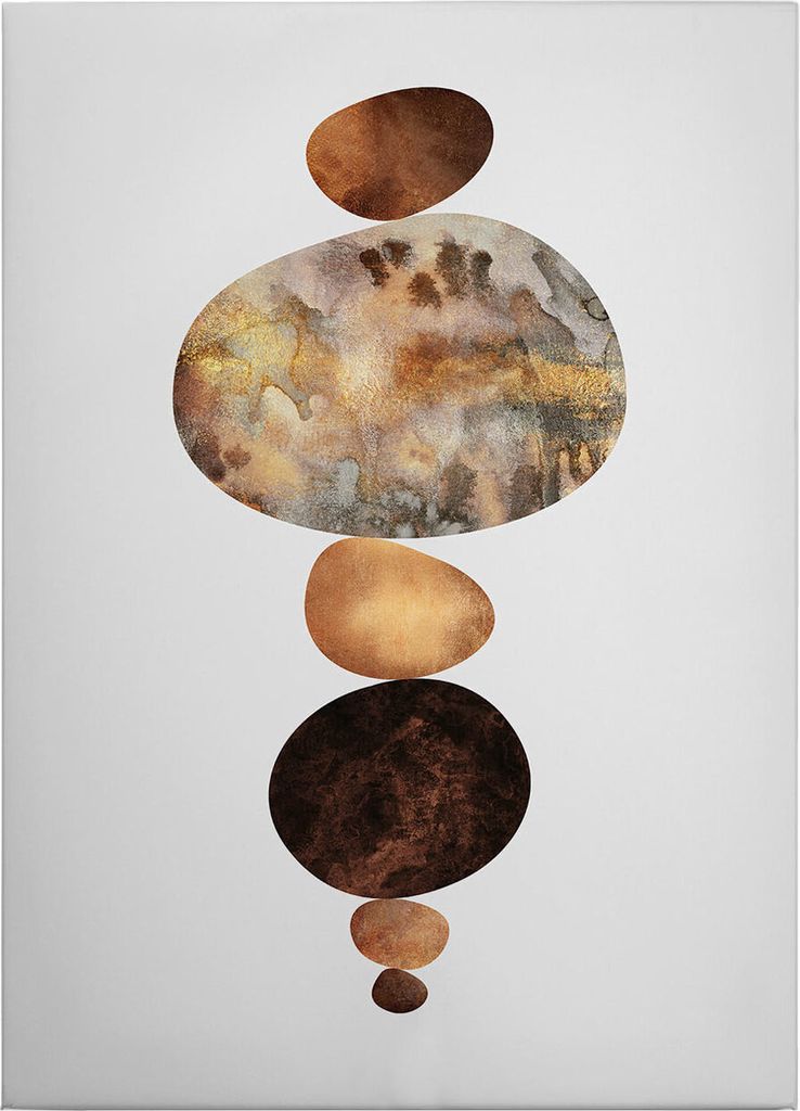 Leinwandbild Grafik 70 x 50 cm - Wandbild Braun Orange - Keilrahmen Geometrisch Wohnzimmerdeko Wanddeko Wandgemälde