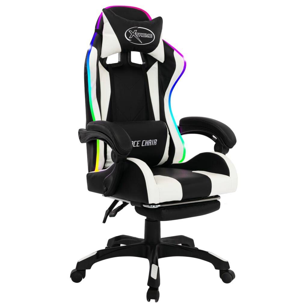 vidaXL Gaming-Stuhl mit RGB LED-Leuchten Weiß und Schwarz Produktbild 