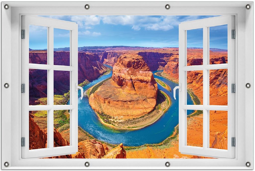 Wallario Outdoor-Poster für Garten oder Balkon 100 x 150 cm: Hufeisenförmiger Mäander des Colorado River
