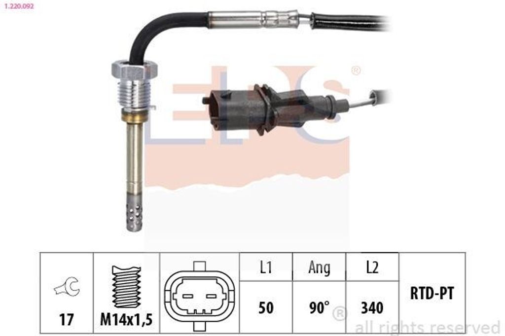 EPS 1.220.092 Abgastemperatursensor für FIAT BRAVO II (198) M14x1,5