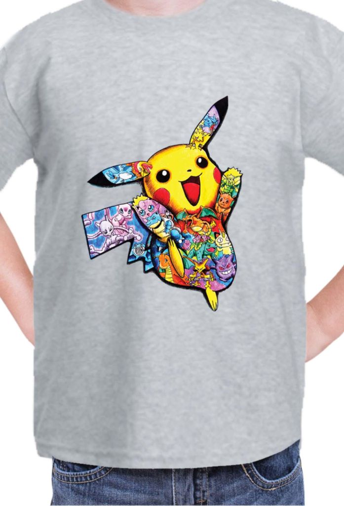Kinder T-Shirt Japan Manga Anime Comics Pokemon 035, / Grau