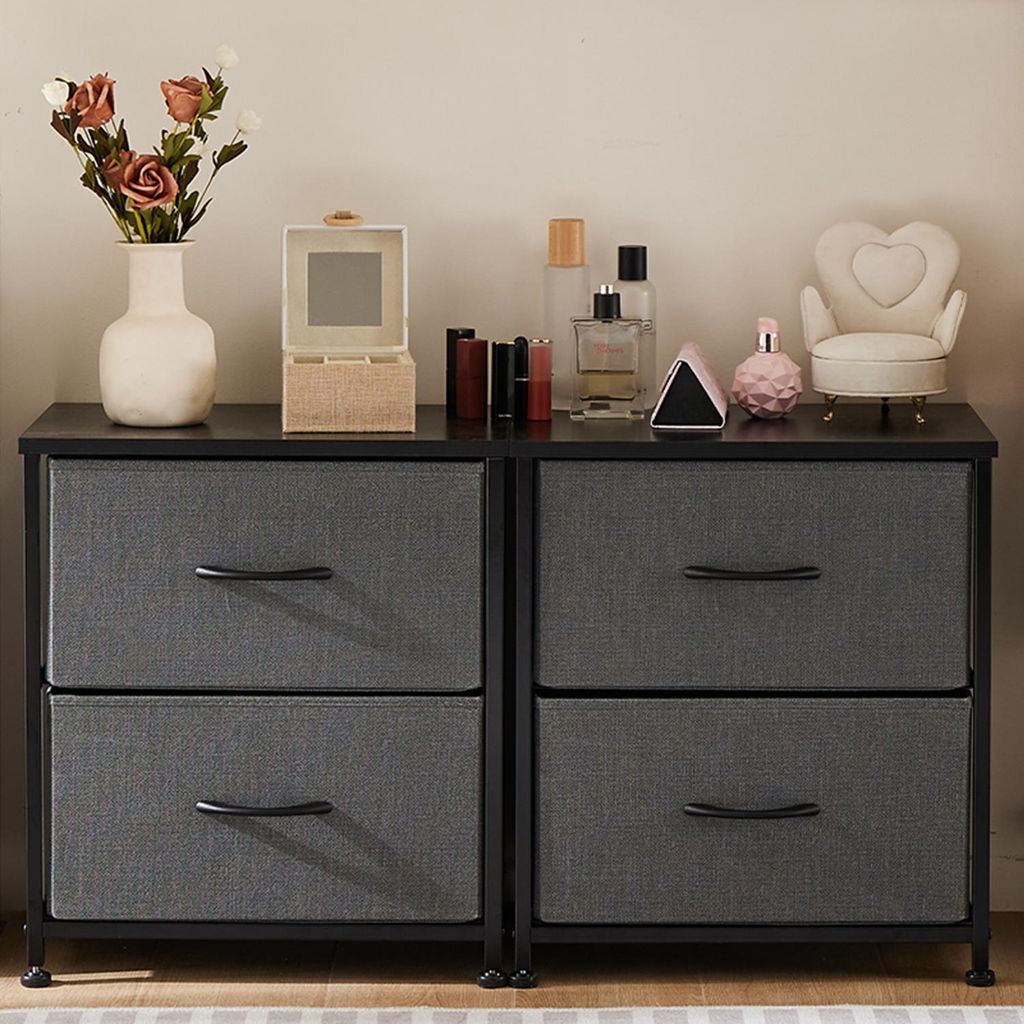 Ensemble de 2 tables de chevet, commode avec 2 tiroirs, Image du produit 