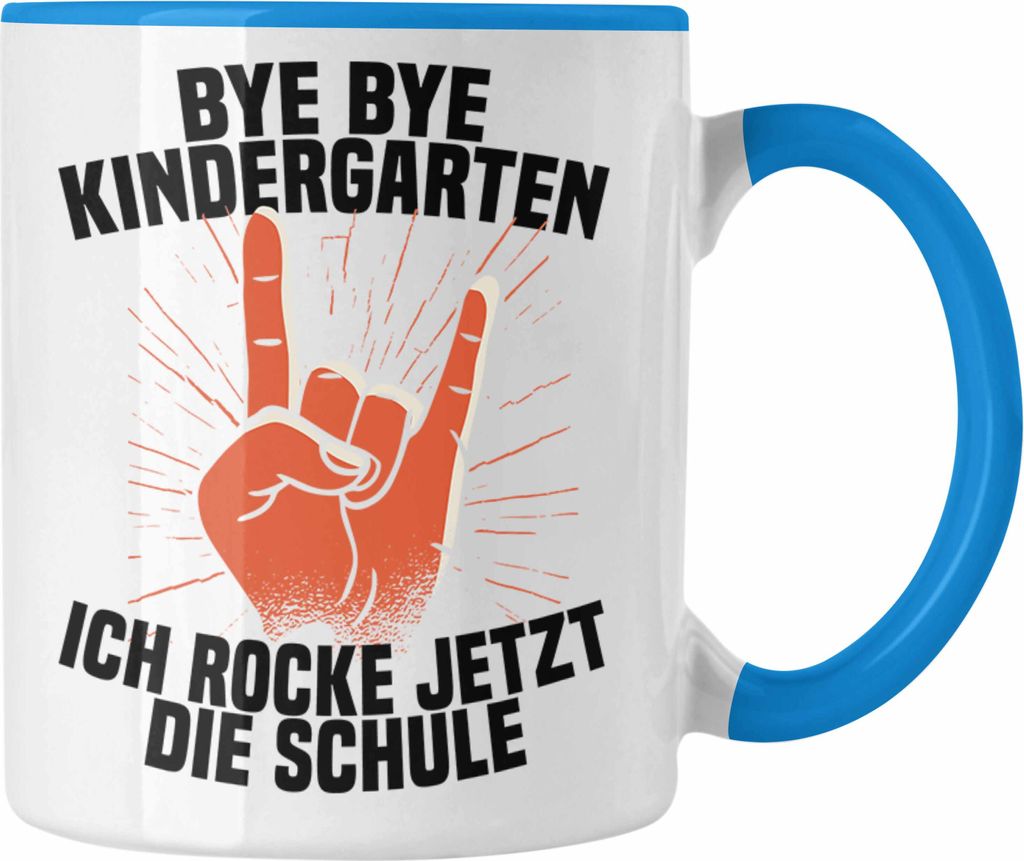 Trendation - Kita Abgänger 2022 Schulstart Tasse Geschenk Jungen Einschulung Schulanfang Erster Schultag (Blau)