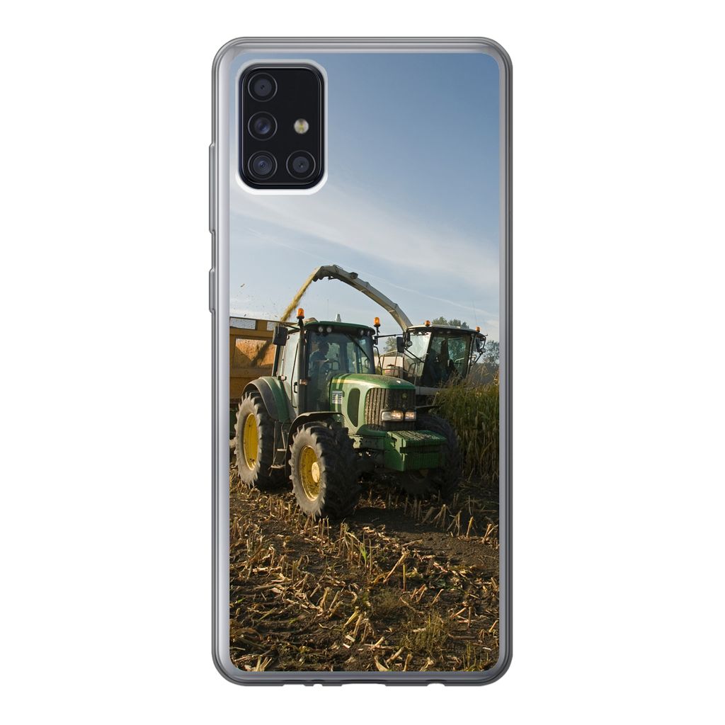 MuchoWow Handyhülle Schutzhülle Hülle für Samsung Galaxy A52 5G Traktor - Anhänger - Mais - Grün - Landleben Silikon Softcase Handy Hülle ...