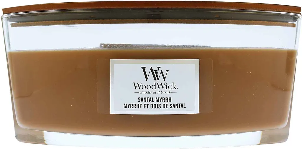 Santal Myrrh WoodWick Bougie Ellipse Crépitante aux Notes Boisées 453g