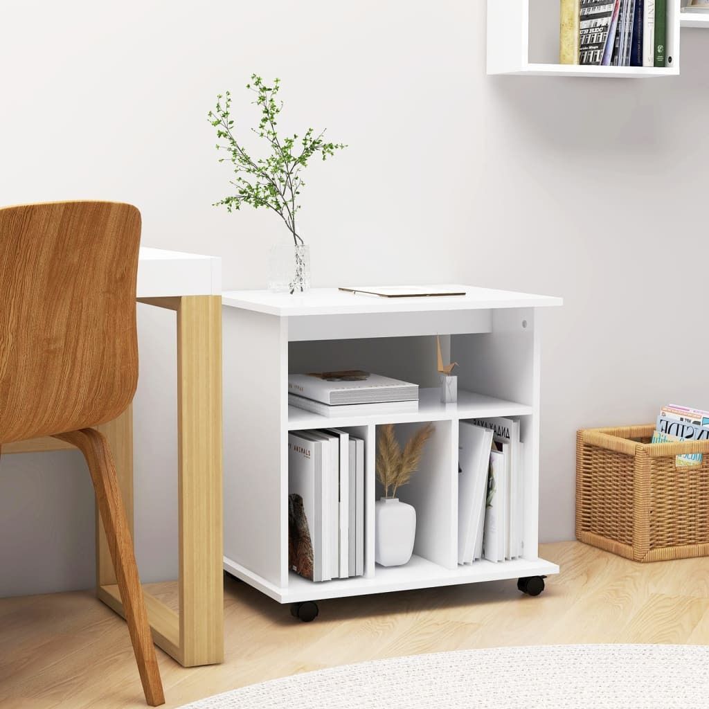 The Living Store Rollschrank Weiß 60x45x60 cm Holzwerkstoff