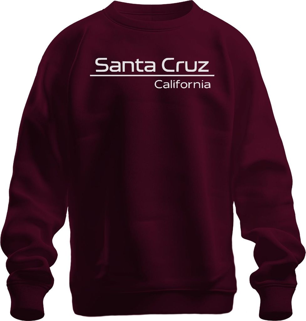 Santa Cruz California Surfen Strand Kalifornien Pazifik Küste Uni Sweatshirt Pullover, Burgundy, L