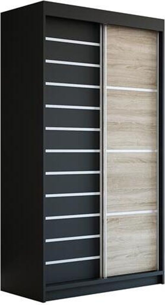 Schwebetürenschrank, 2-türig Schrank! Moderne Garderobe für Kleidung. Verschiedene Farben (Weiß, Schwarz, Somona) Kleiderschrank COLIN 120 cm