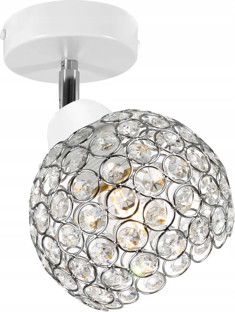 Luminaire Loft Boule de Cristal Argent Chrome avec Éclairage LED