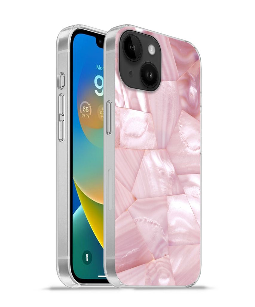 MuchoWow Handyhülle Schutzhülle Hülle für Apple iPhone 14 - Softcase Naturstein - Perlmutt - Luxus Silikon Softcase Handy Hülle - Mobiltelef...