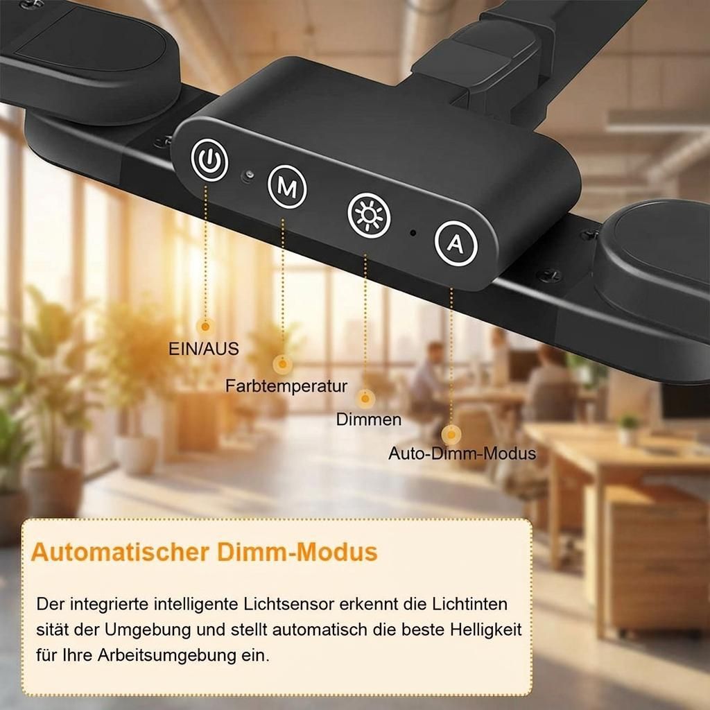 Jeebel Lampe de Bureau LED Puissante 24W 80cm Lampe de Table à Double Tête avec Télécommande