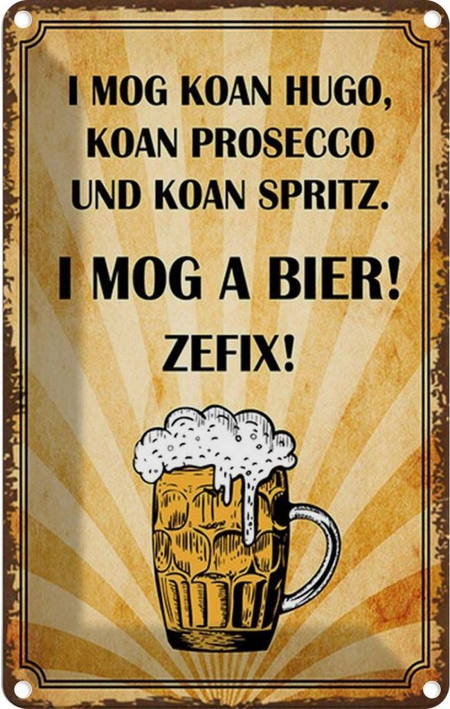 vianmo Blechschild 18x12 cm i mog koan Hugo a Bier Essen Trinken