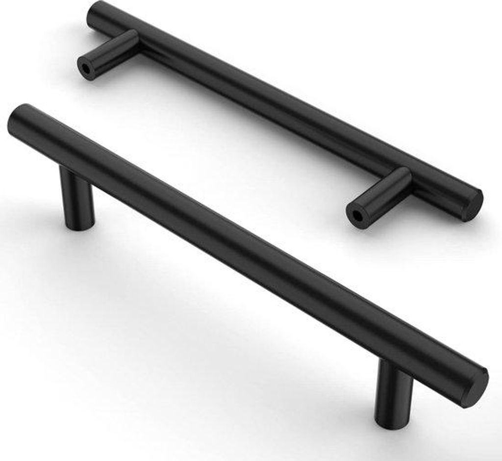 Edelstahl-Schubladen-Griffe schwarz, 12er-Set, 128mm