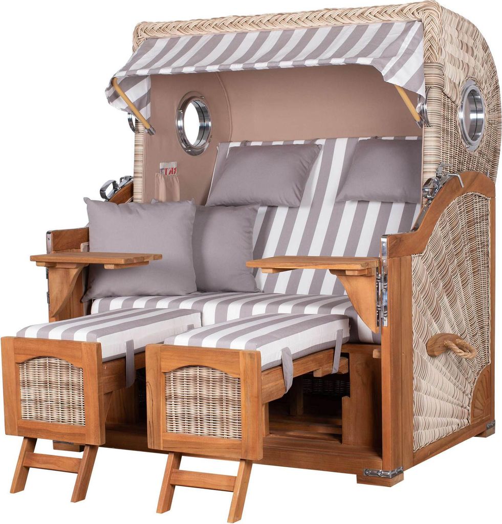 Strandkorb-Set - bene living - Ammersee Grande XL Teak - PE Produktbild 