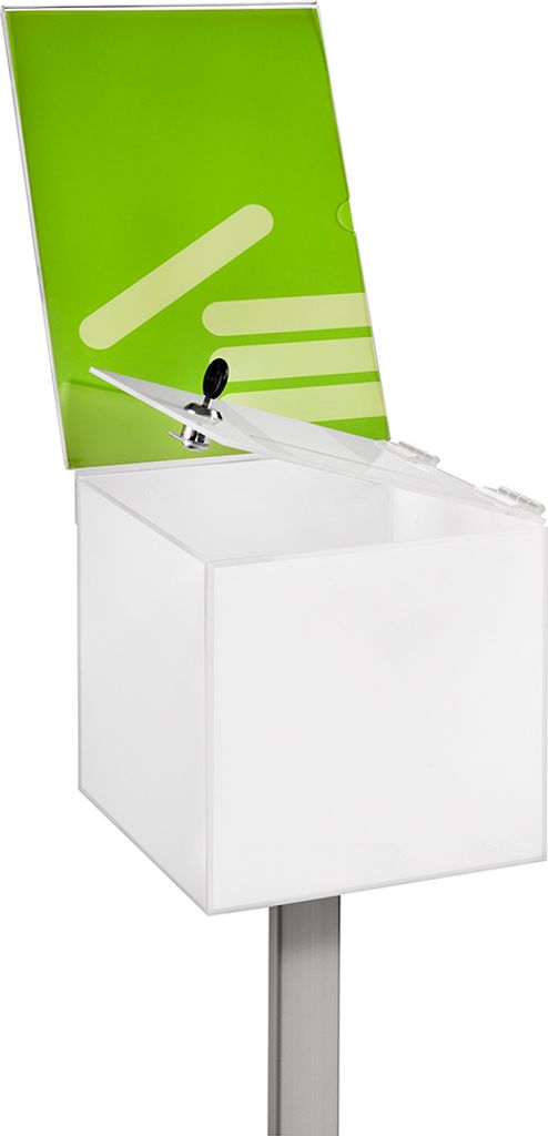Bodengestell mit abschließbarer Losbox aus opalem Acrylglas Produktbild 10