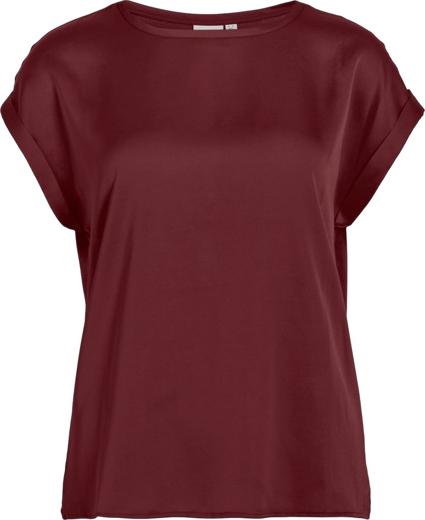 VILA Satin Blusen T-Shirt Kurzarm Basic Glänzendes Oberteil VIELLETTE Größe: 36