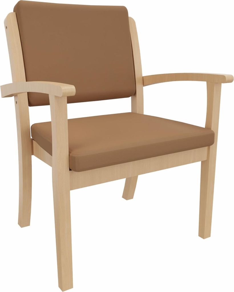 Schwerlaststuhl Alexander XXL – Stuhl mit Armlehnen für Schwergewichtige bis 250 kg – 46cm Sitzhöhe.Stoffbezug:Kunstleder Soft Camel,Bodengle...