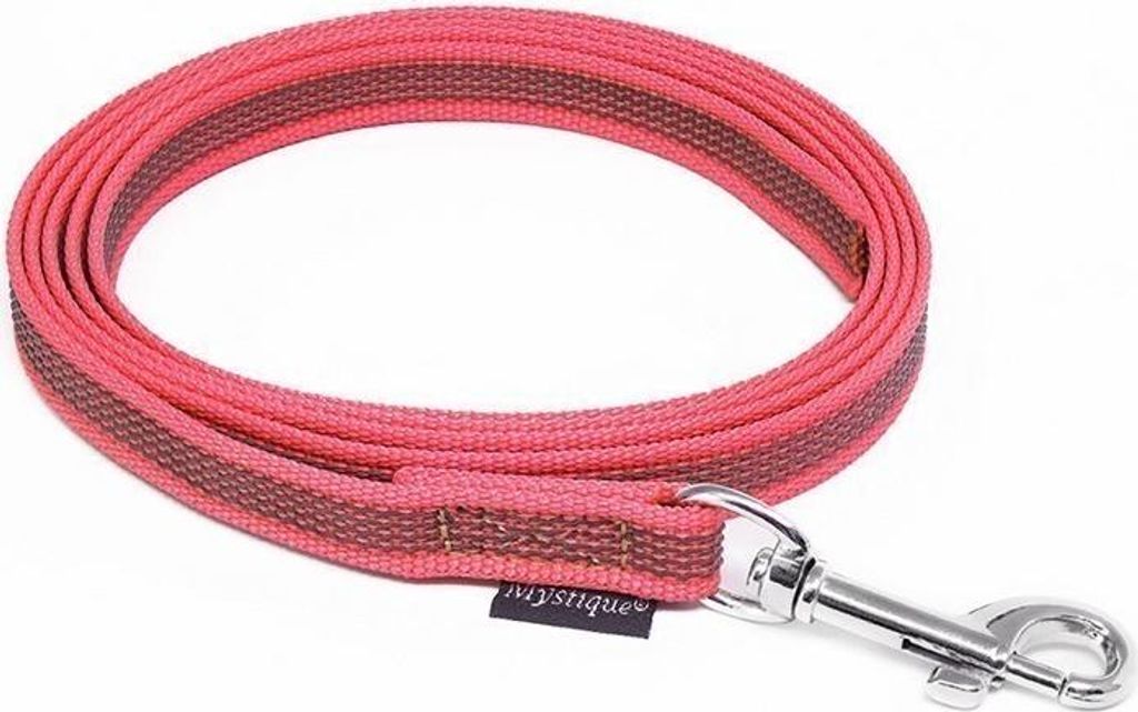 Mystique Gummierte Leine 15mm ohne Handschlaufe Standard Karabiner neon pink 2m