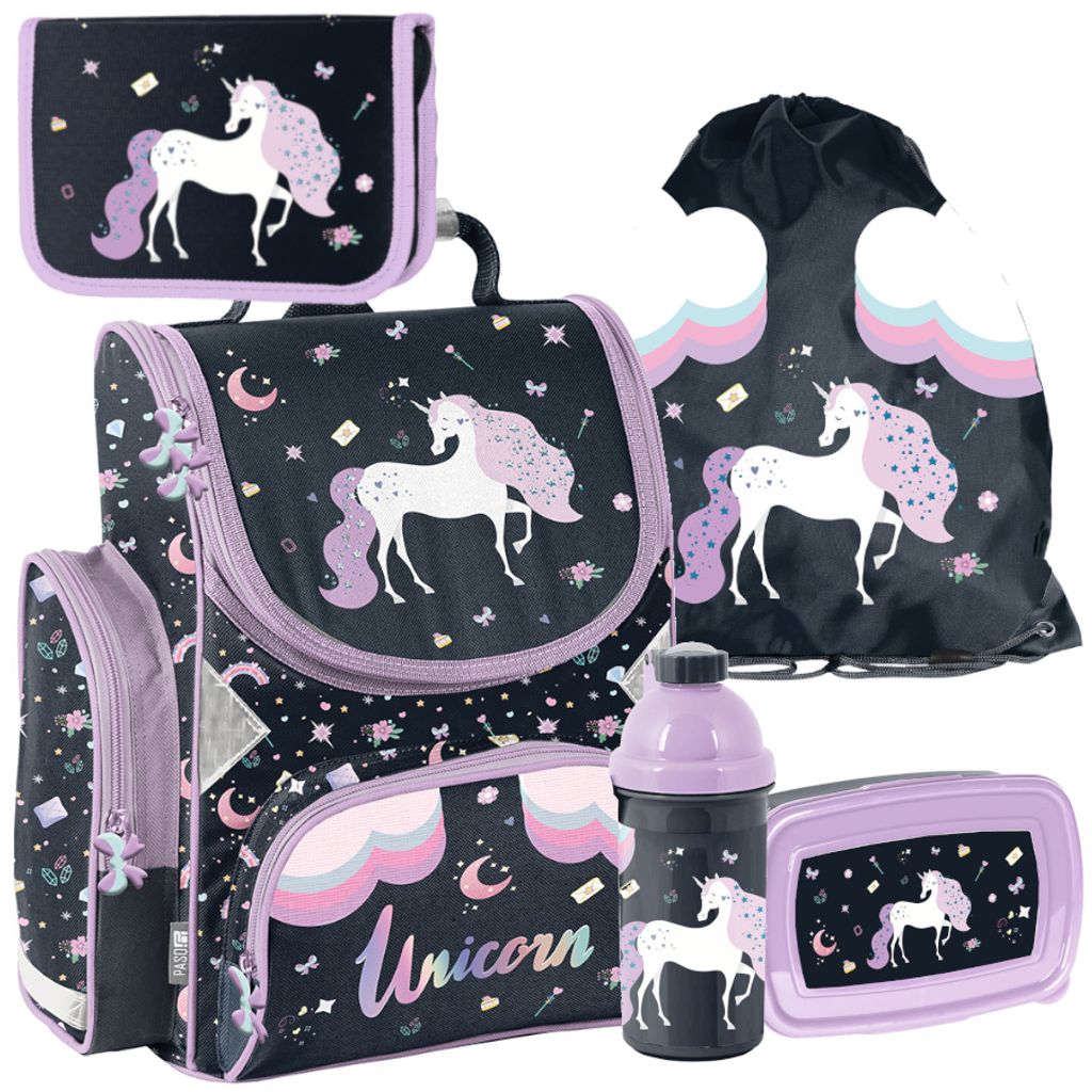 Schulrucksack Mädchen Jungen Motiv UNICORN 5 T Set Produktbild 