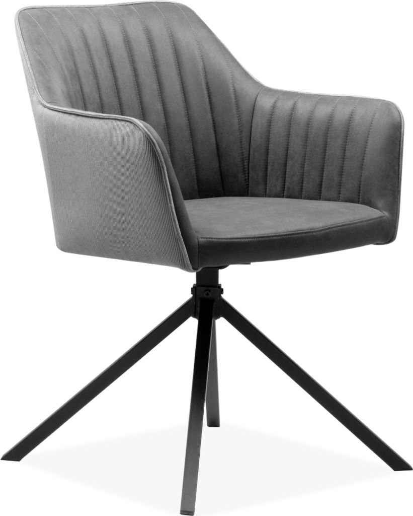 finori Ray 70A Stuhl, 2er-Set, Microfaser Vintage anthrazit + Cord grau / schwarz Maß: B x H x T ca. 58,5 x 81 x 60 cm