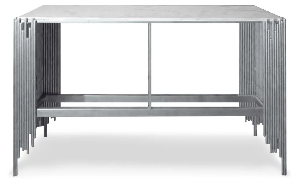 Console luxueuse plateau marbre blanc et pieds métal argenté 120cm
