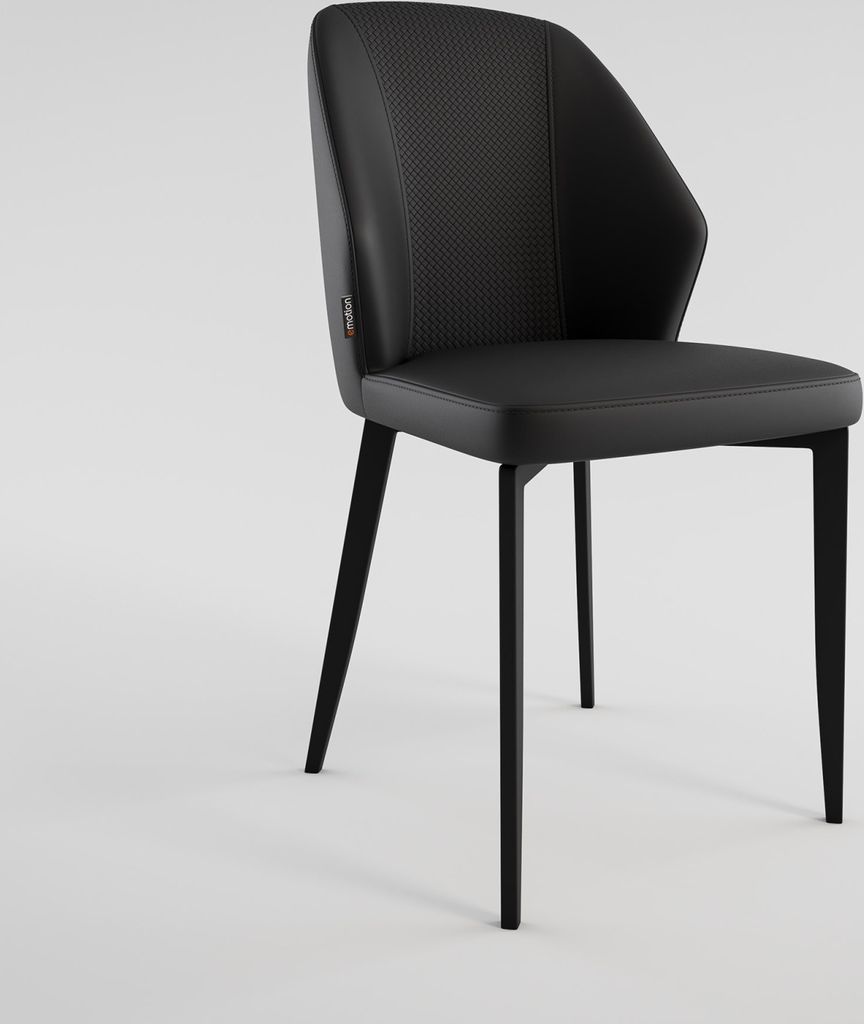 Esszimmerstuhl Design Küchenstuhl Jona Kunstleder schwarz Metallbeine : Schwarz