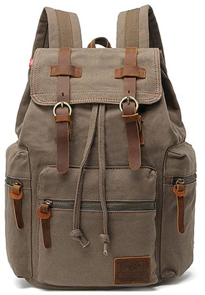 Sac à dos ordinateur 15,6 pouces toile verte anti-choc et ergonomique