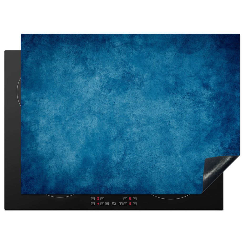 KitchenYeah Herdabdeckplatte Beton - Blau - Vintage - Strukturiert - Industriell , 70x52cm, Küche Deko, Glaskeramikkochfeld Herdabdeckung, Abdec...