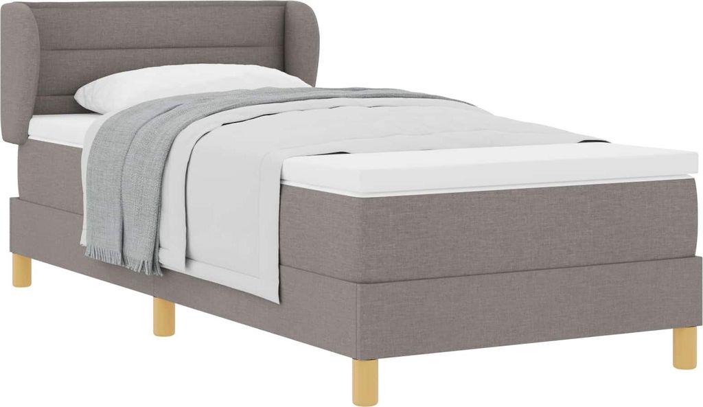 Boxspringbett mit Matratze mit Kopfteil Taupe 90 x 190 cm Stoff