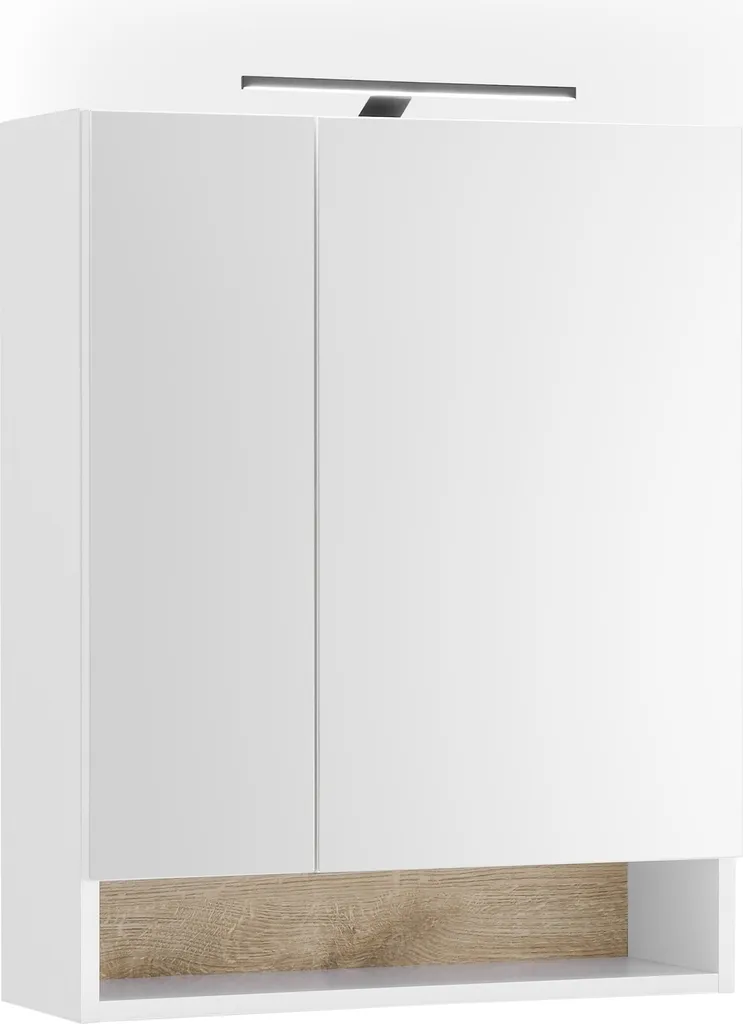 Miroir de salle de bain avec rangement Denver éclairage LED et prise 60cm