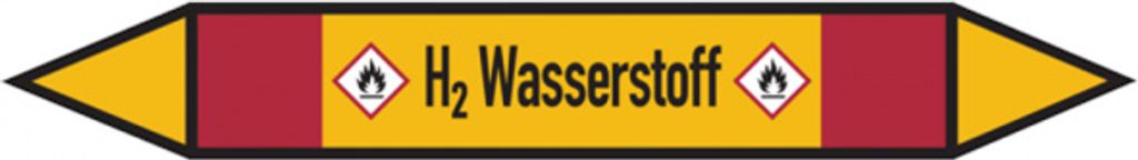 Dreifke Rohrleitungsetikett, H2 Wasserstoff | Folie selbstklebend | 270x37 m...