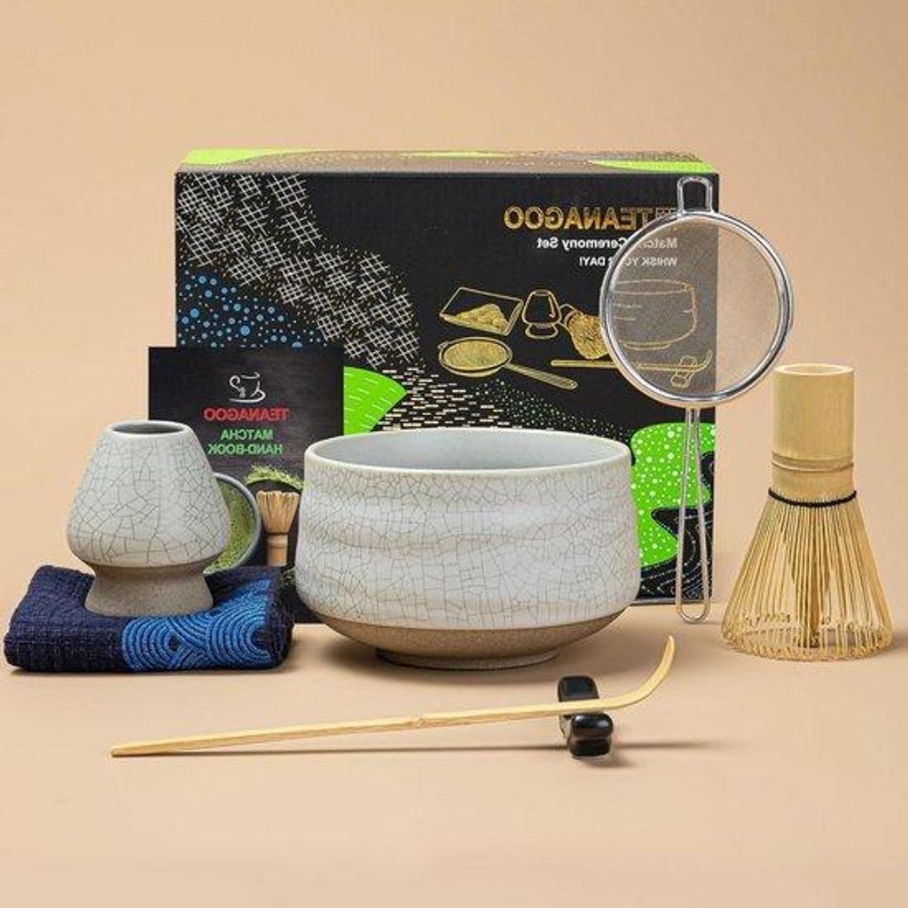 Grünes Matcha-Teepulver-Set mit Bambus-Schaber und Schaufel