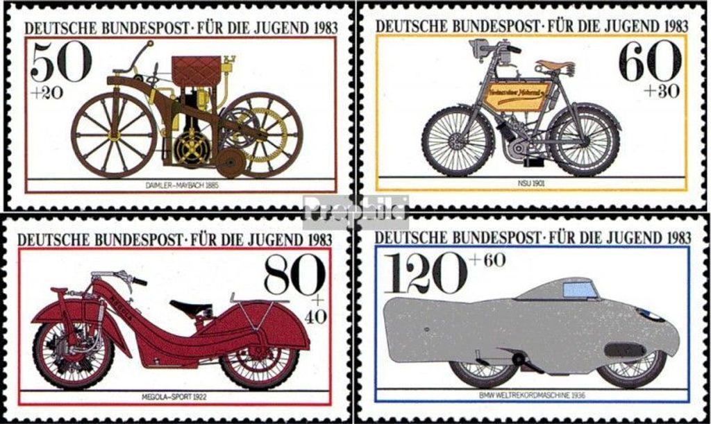 Briefmarken BRD (BR.Deutschland) 1983 Mi 1168-1171 (kompl.Ausg.) FDC Jugend: Historische Motorräder