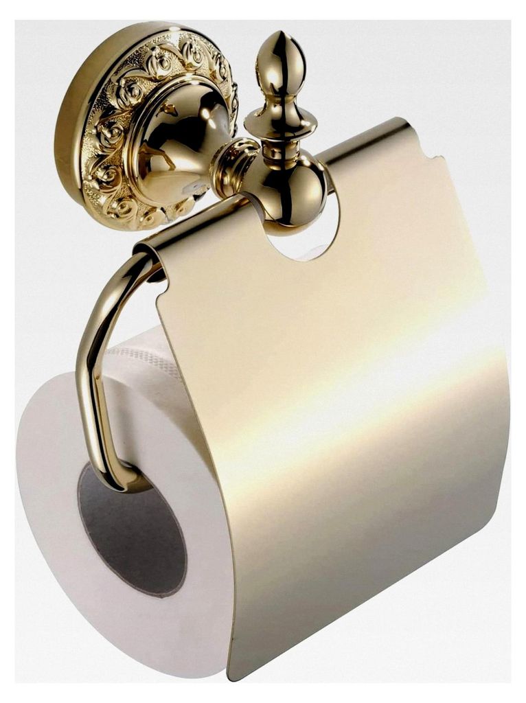 Moderner goldfarbener Toilettenpapierhalter aus Messing zur Wandmontage mit Ablage