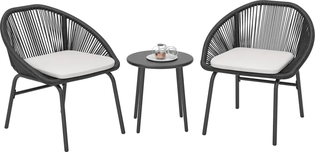 Ensemble bistrot extérieur gain de place avec assise moelleuse et corde