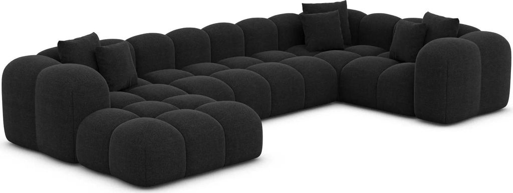 Strukturstoff U-Form XL Wohnlandschaft Valora Schwarz Links