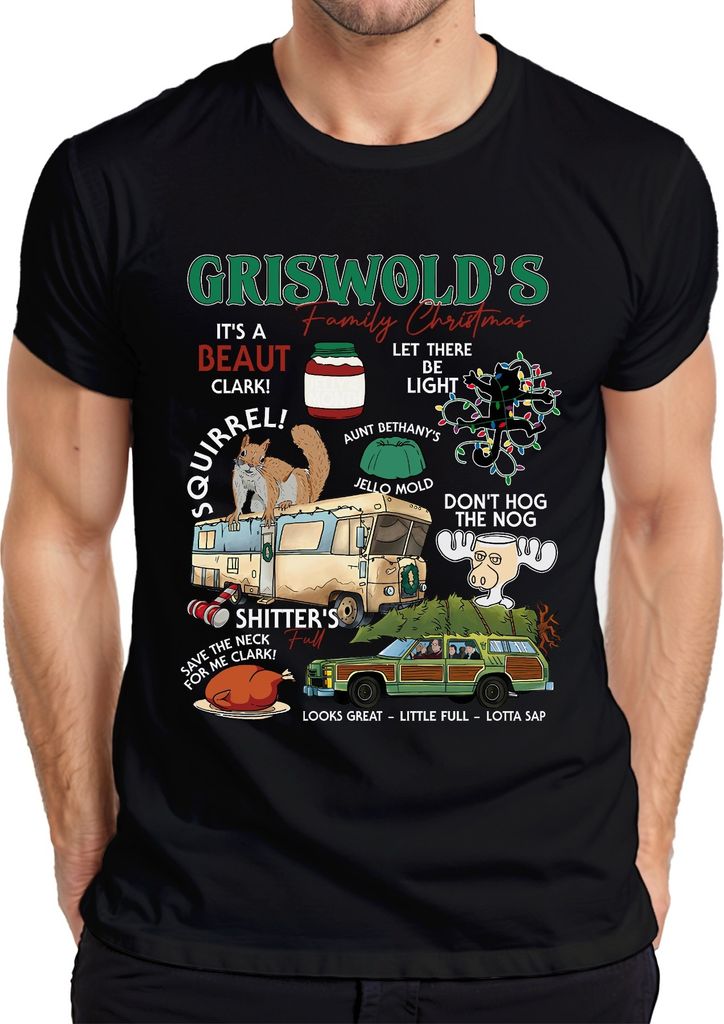 Griswolds Family Christmas Schöne Bescherung Zitate - Weihnachten Xmas Herren T-Shirt, Schwarz, XXL