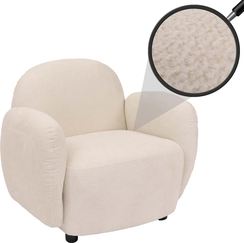 Fauteuil Relax Chenille 330g/m² Oeko-Tex Crème avec Rembourrage Premium