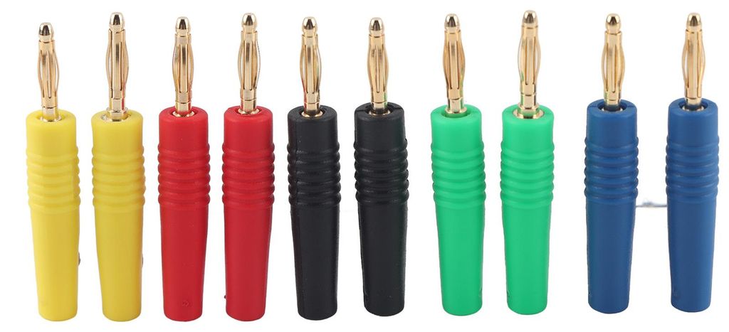10 Stück U49 2mm Bananenstecker-Kabel Bananenbuchse für elektrische Prüfungen Rot Schwarz Gelb Grün Blau