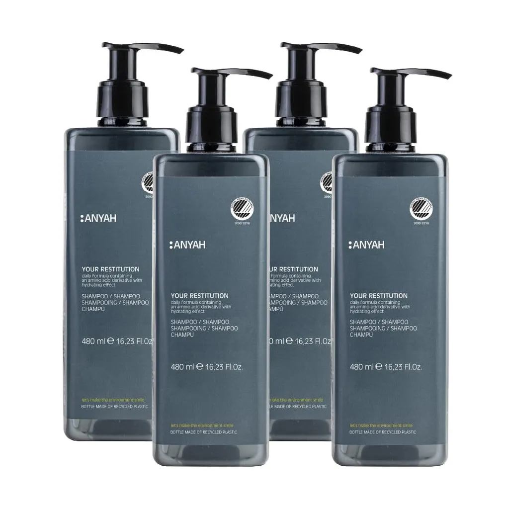 Set 4 Anyah Shampoo Idratante 480ml | Qualità Spa per la Tua Casa