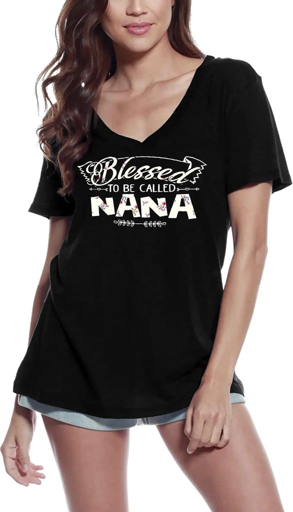 Damen Grafik T-Shirt V-Ausschnitt Gesegnet Oma genannt zu werden - Oma Oma Oma – Blessed To Be Called Nana - Gram Granny Grandmother