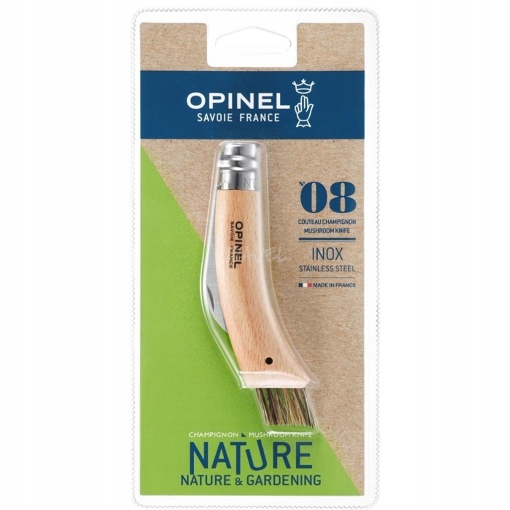 Opinel No 08 Pilzmesser Buche mit Bürste (Blister)