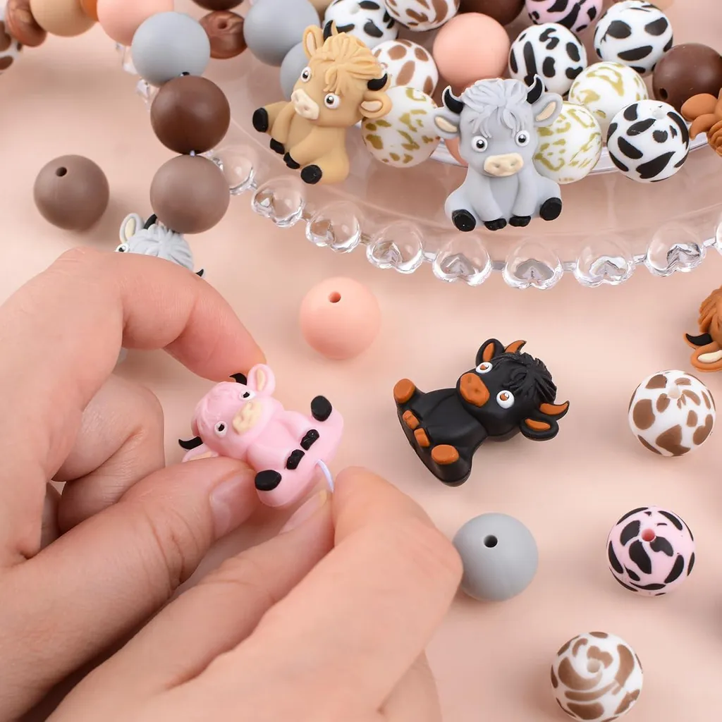 Perles Silicone Vache Highland 3D : Finies les Créations DIY Monotones