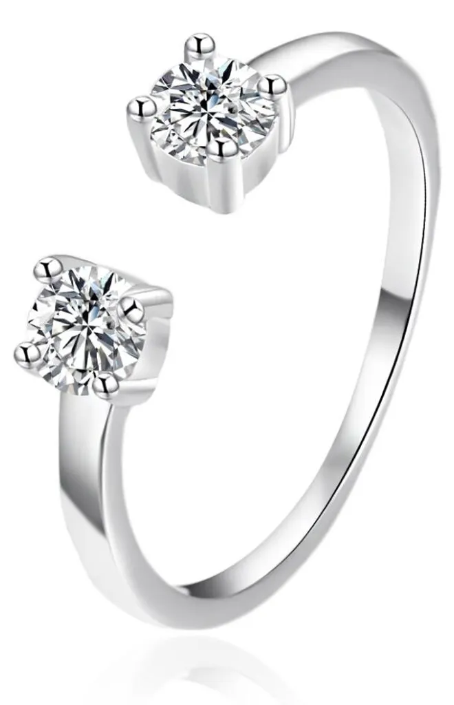 Bague en argent pour femme avec zirconium AGT-R01W42 - Idée cadeau chic